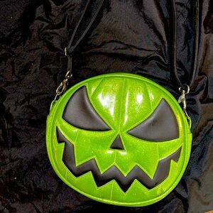 LPS love pain & stitches green and black mean pumpkin bag